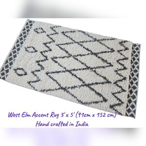 West Elm Rug Kasbah Rug 3ft X 5ft (91cm X 152cm) Soft Wool & Cotton Blend.